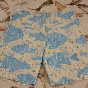 Lilly Pulitzer Floral Print Shorts in Blue and Yellow